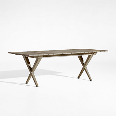 View Andorra 91"-112" Weathered Grey Wood Outdoor Extendable Dining Table details
