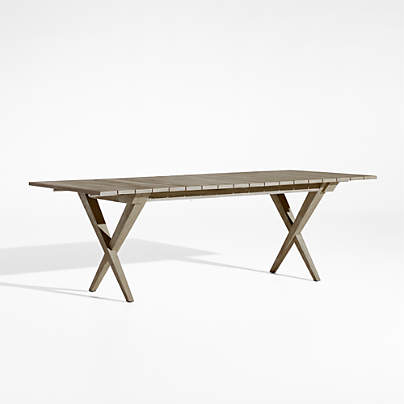 Andorra 91"-112" Weathered Grey Wood Outdoor Extendable Dining Table