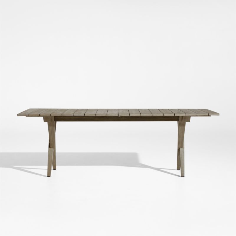 Andorra 91"-112" Weathered Grey Wood Outdoor Extendable Dining Table