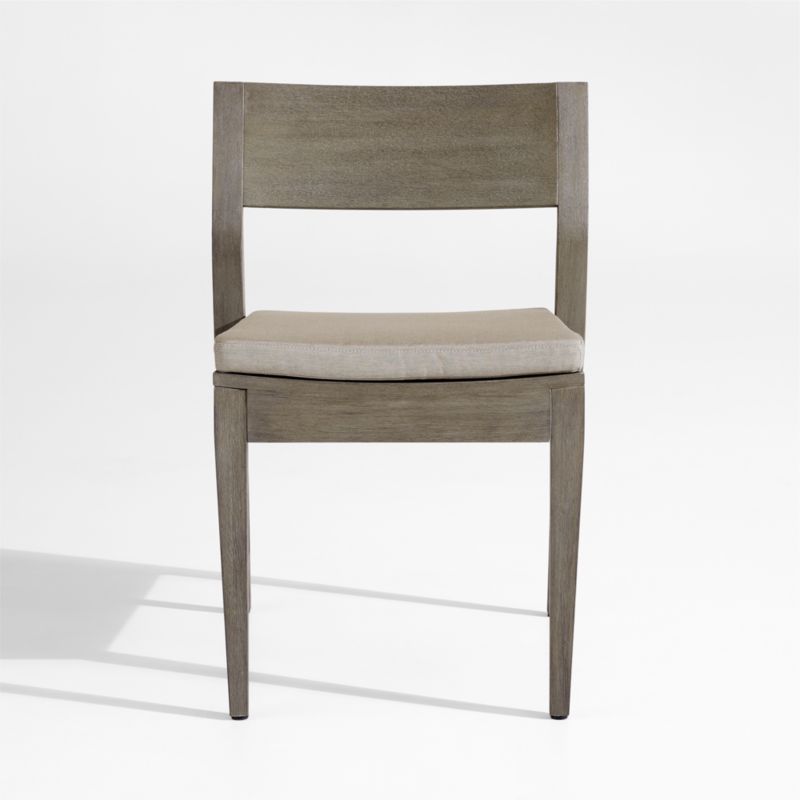 Andorra Weathered Grey Stackable Wood Outdoor Dining Side Chair with Taupe Cushion - image 0 of 5