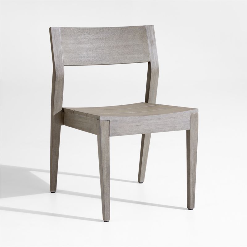 Andorra Weathered Grey Wood Stackable Outdoor Dining Side Chair - image 1 of 5