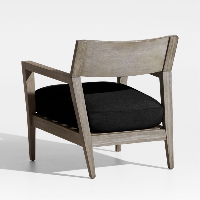 Andorra Weathered Grey Wood Outdoor Lounge Chair with Black Sunbrella ® Cushion - image 5 of 7