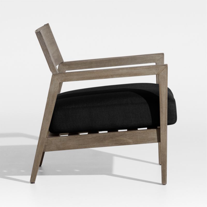 Andorra Weathered Grey Wood Outdoor Lounge Chair with Black Sunbrella ® Cushion - image 4 of 7