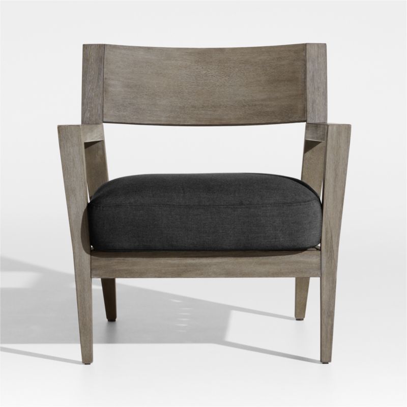 Andorra Weathered Grey Wood Outdoor Lounge Chair with Charcoal Grey Sunbrella ® Cushion - image 3 of 7