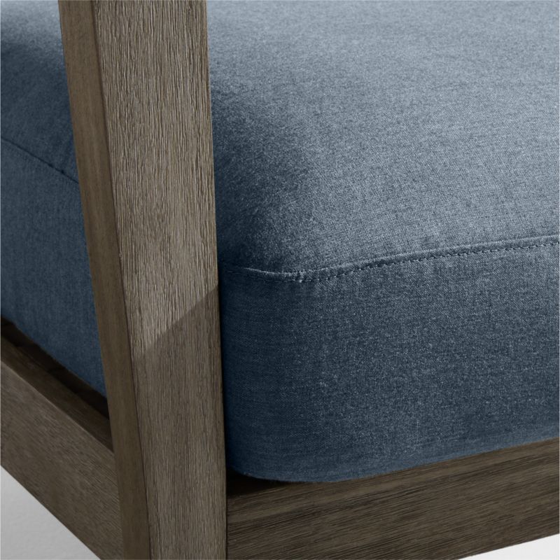 Andorra Weathered Grey Wood Outdoor Lounge Chair with Harbor Blue Sunbrella ® Cushion - image 6 of 7