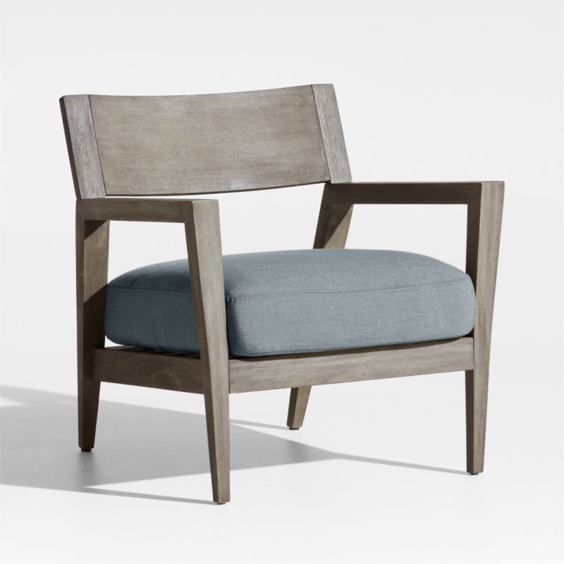 Andorra Weathered Grey Wood Outdoor Lounge Chair with Haze Grey Sunbrella ® Cushion - image 0 of 7