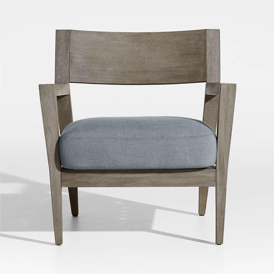 Andorra Grey Wood Outdoor Lounge Chair with Haze Grey Sunbrella Cushion