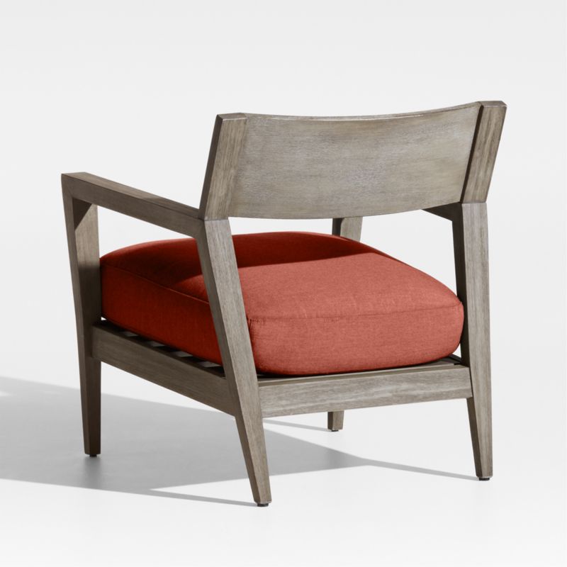 Andorra Weathered Grey Wood Outdoor Lounge Chair with Henna Red Sunbrella ® Cushion - image 5 of 7