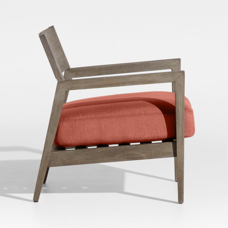 Andorra Weathered Grey Wood Outdoor Lounge Chair with Henna Red Sunbrella ® Cushion - image 4 of 7