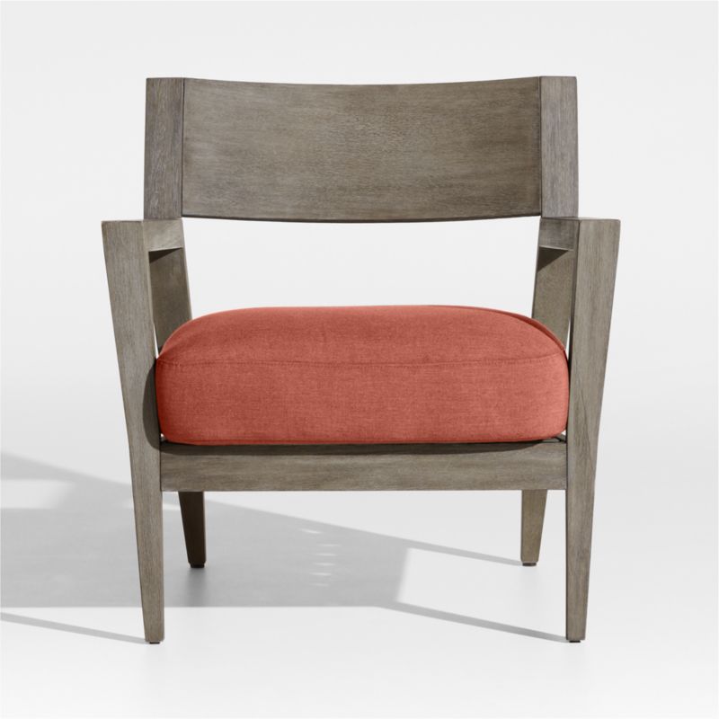 Andorra Weathered Grey Wood Outdoor Lounge Chair with Henna Red Sunbrella ® Cushion - image 3 of 7