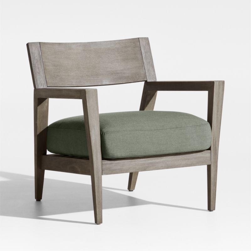 Andorra Weathered Grey Wood Outdoor Lounge Chair with Sage Green Sunbrella ® Cushion - image 0 of 7