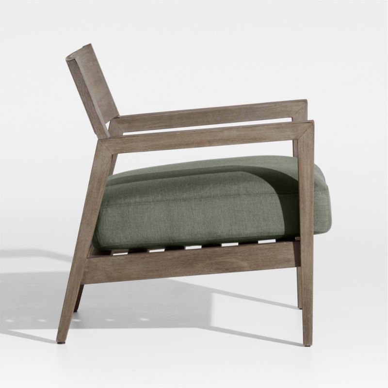 Andorra Weathered Grey Wood Outdoor Lounge Chair with Sage Green Sunbrella ® Cushion - image 4 of 7