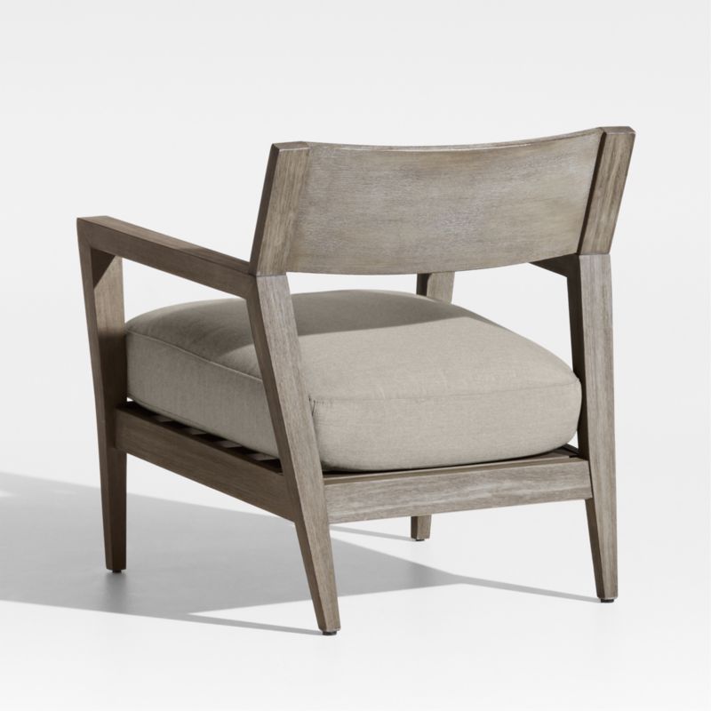 Andorra Weathered Grey Wood Outdoor Lounge Chair with Silver Sunbrella ® Cushion - image 5 of 7