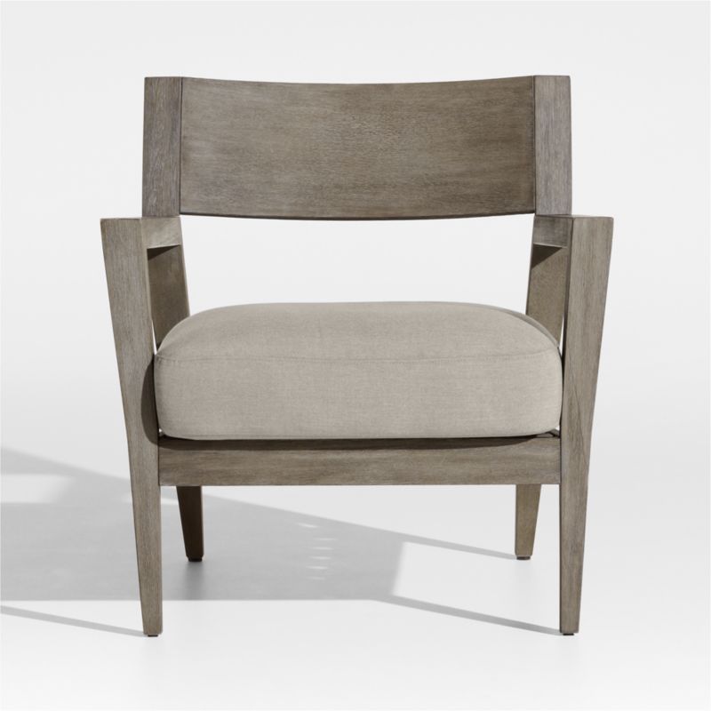 Andorra Weathered Grey Wood Outdoor Lounge Chair with Silver Sunbrella ® Cushion - image 3 of 7