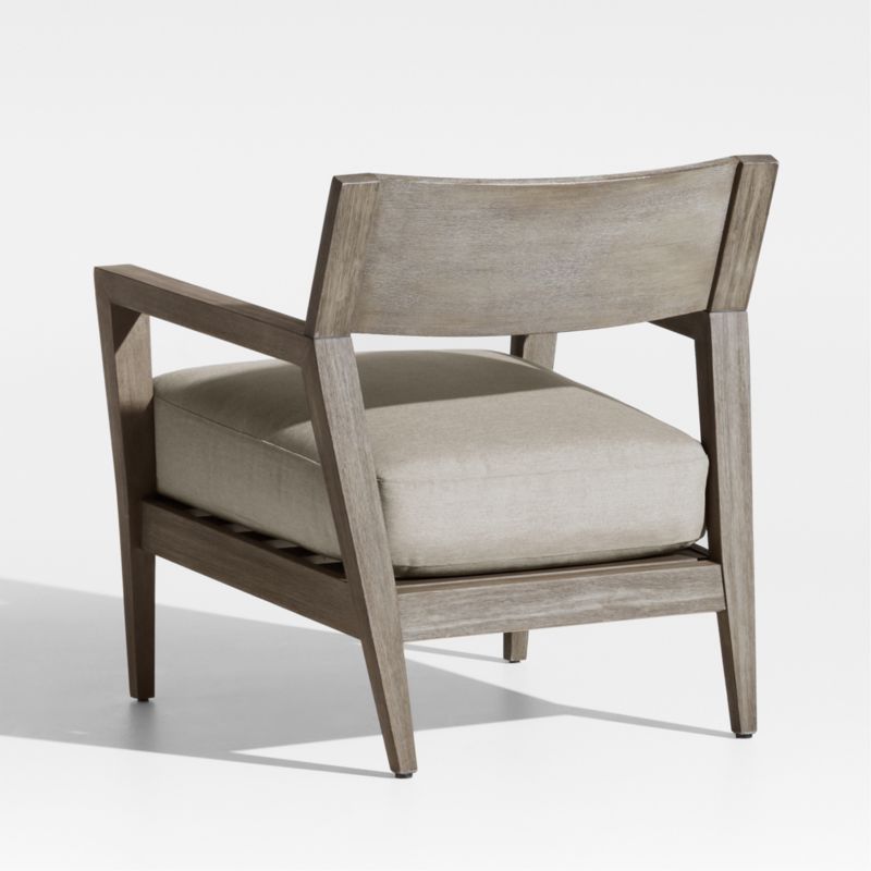 Andorra Weathered Grey Wood Outdoor Lounge Chair with Taupe Cushion