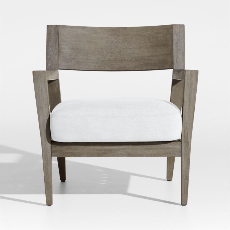 Andorra Weathered Grey Wood Outdoor Lounge Chair with White Sunbrella ® Cushion - image 3 of 7