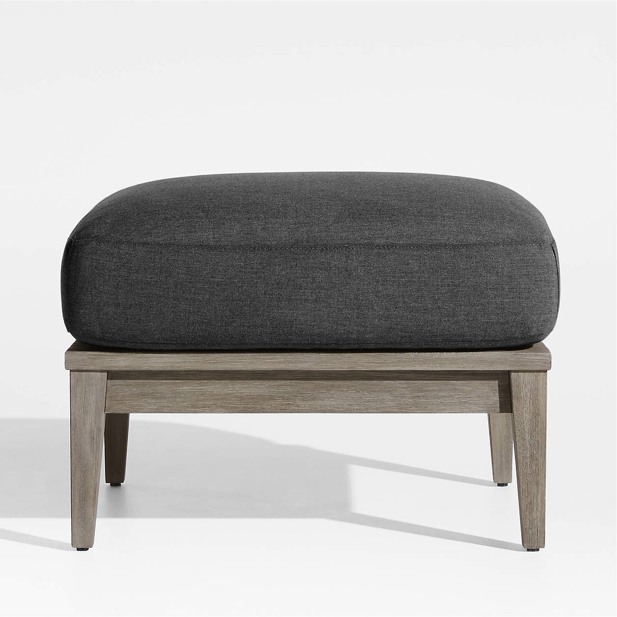 Andorra Grey Wood Outdoor Ottoman with Charcoal Sunbrella Cushion ...