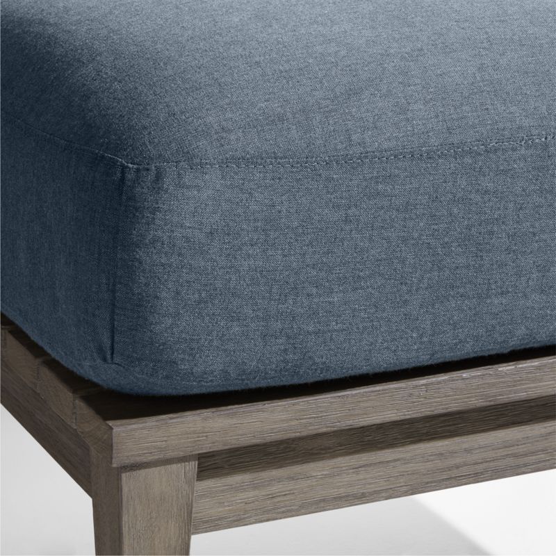 Andorra Weathered Grey Wood Outdoor Ottoman with Harbor Blue Sunbrella ® Cushion - image 5 of 6