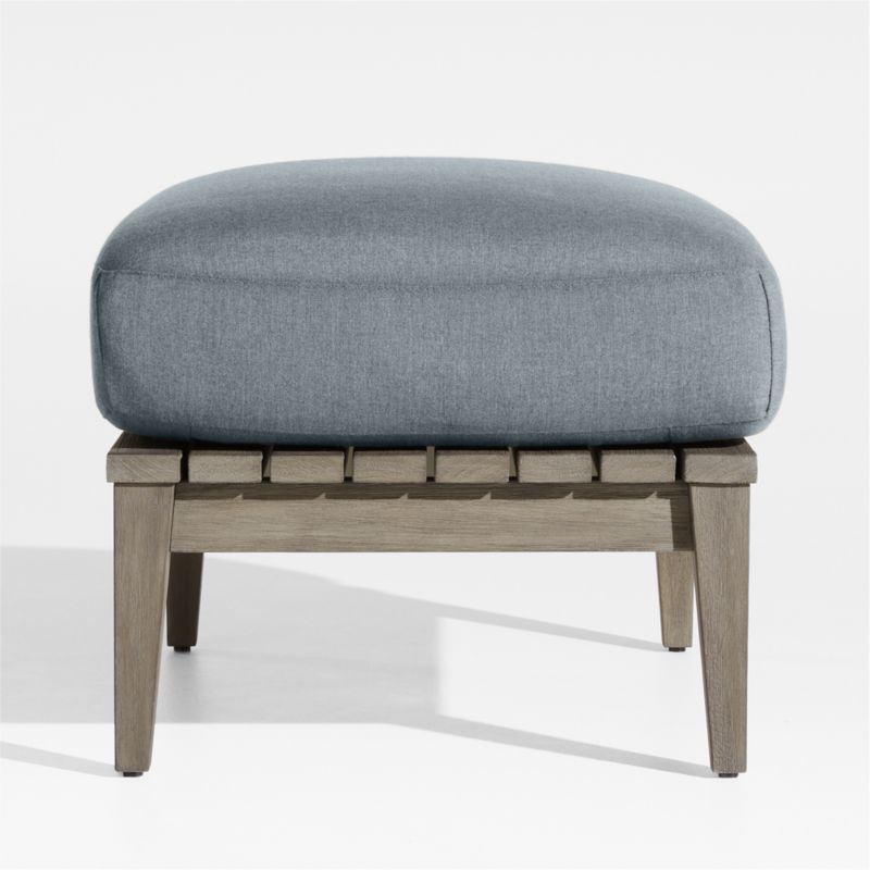 Andorra Weathered Grey Wood Outdoor Ottoman with Haze Grey Sunbrella ® Cushion - image 4 of 6