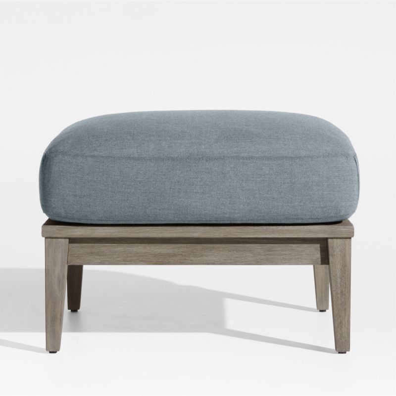 Andorra Weathered Grey Wood Outdoor Ottoman with Haze Grey Sunbrella ® Cushion - image 0 of 6