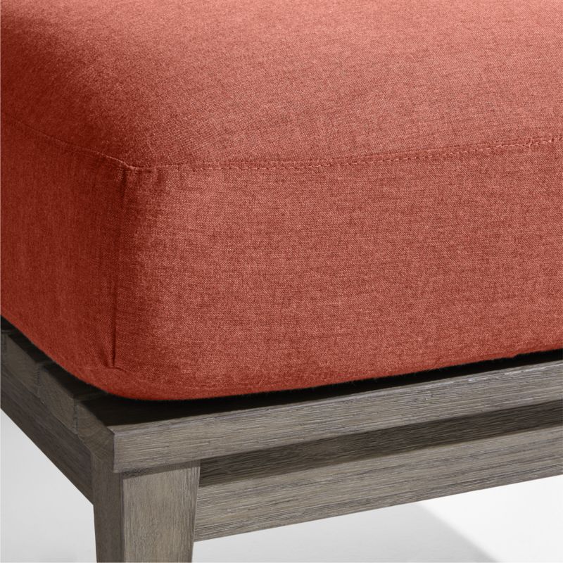 Andorra Weathered Grey Wood Outdoor Ottoman with Henna Red Sunbrella ® Cushion - image 5 of 6