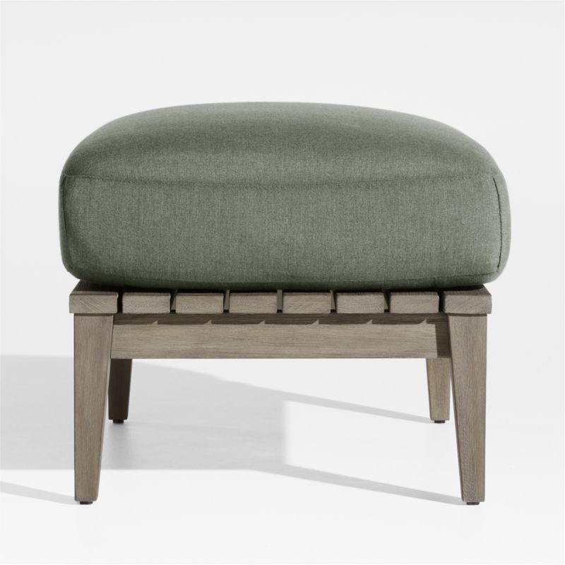 Andorra Weathered Grey Wood Outdoor Ottoman with Sage Green Sunbrella ® Cushion - image 4 of 6