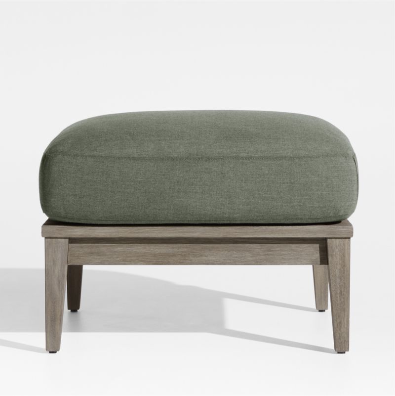 Andorra Weathered Grey Wood Outdoor Ottoman with Sage Green Sunbrella ® Cushion - image 0 of 6