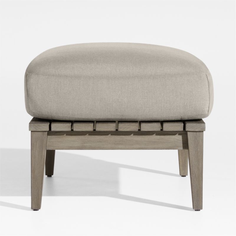 Andorra Weathered Grey Wood Outdoor Ottoman with Silver Sunbrella ® Cushion - image 4 of 6