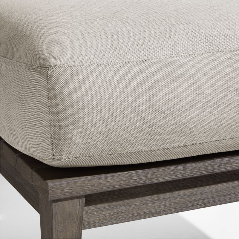Andorra Weathered Grey Wood Outdoor Ottoman with Taupe Cushion