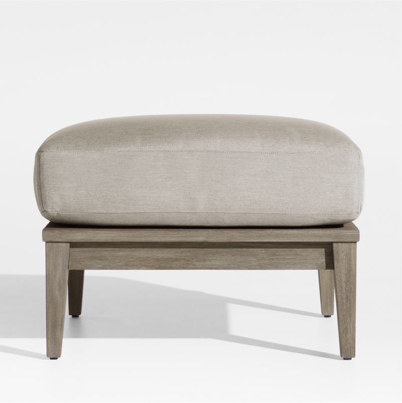 Weathered Metal Ottoman Side Reference: Andorra Weathered Grey Wood Outdoor Ottoman With Sand Cushion