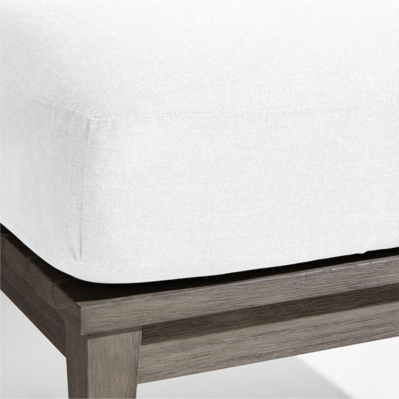 Andorra Weathered Grey Wood Outdoor Ottoman with White Sunbrella ® Cushion - image 5 of 6