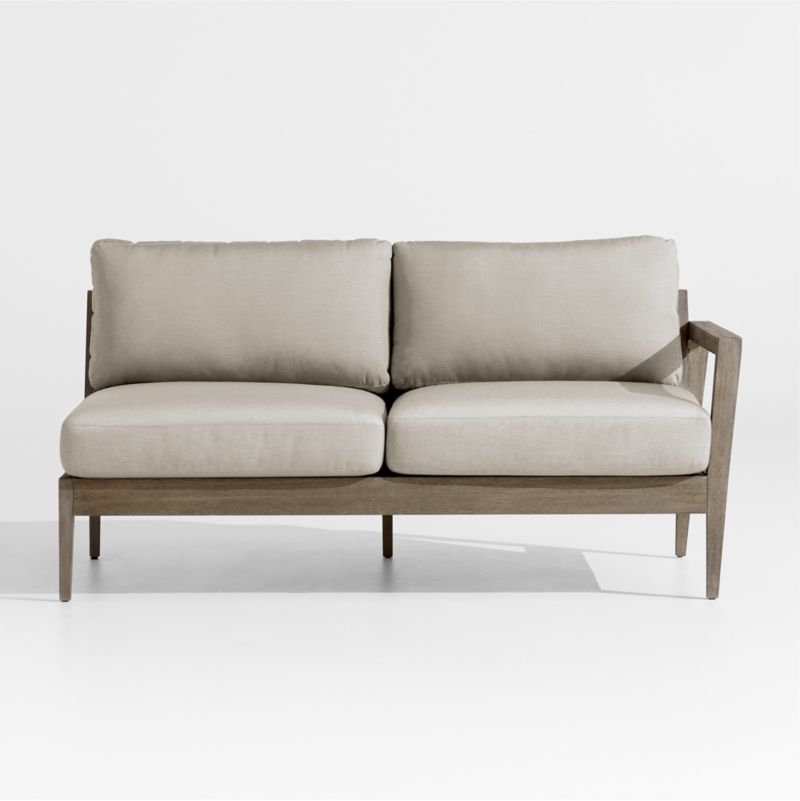 Viewing product image Andorra 63" Weathered Grey Wood Right-Arm Outdoor Sofa with Taupe Cushions - image 1 of 2