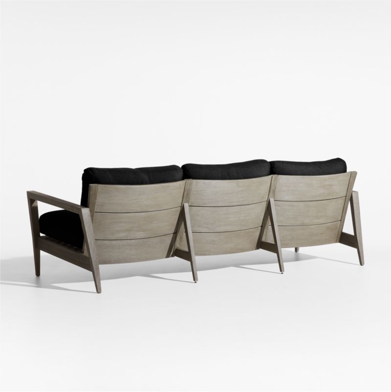 Andorra 97" Weathered Grey Wood Outdoor Sofa with Black Sunbrella ® Cushion - image 5 of 7