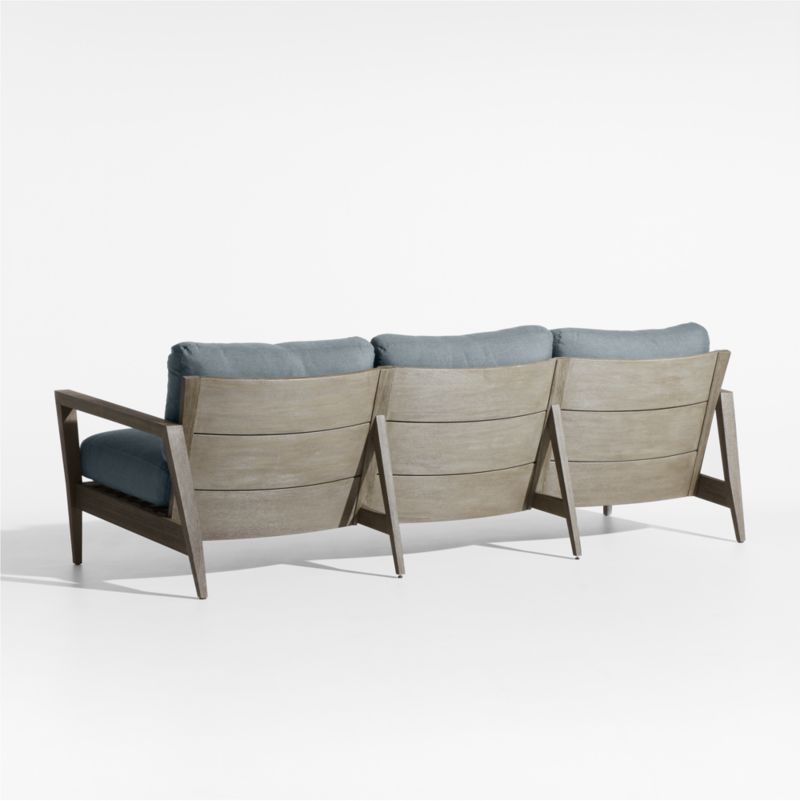 Andorra 97" Weathered Grey Wood Outdoor Sofa with Haze Grey Sunbrella ® Cushion - image 5 of 7