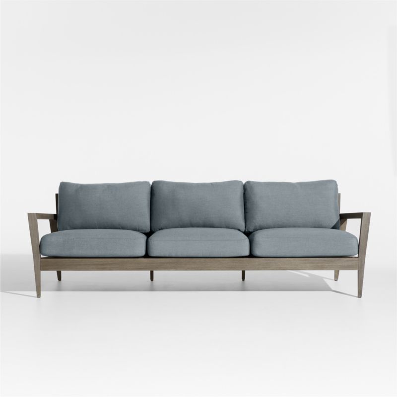 Andorra 97" Weathered Grey Wood Outdoor Sofa with Haze Grey Sunbrella ® Cushion - image 0 of 7