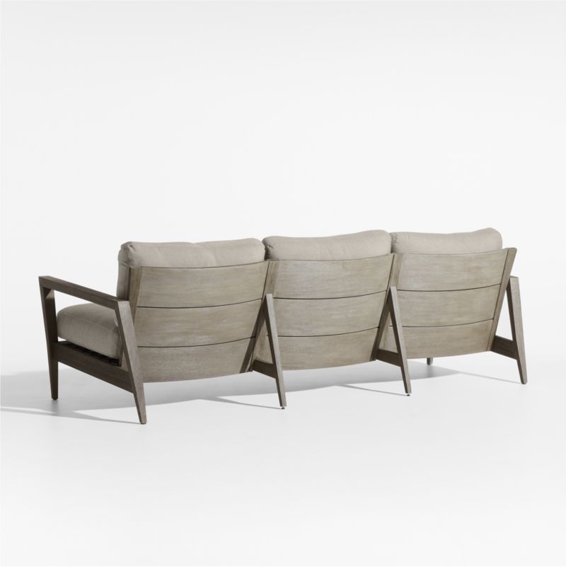 Andorra 97" Weathered Grey Wood Outdoor Sofa with Silver Sunbrella ® Cushions - image 5 of 7