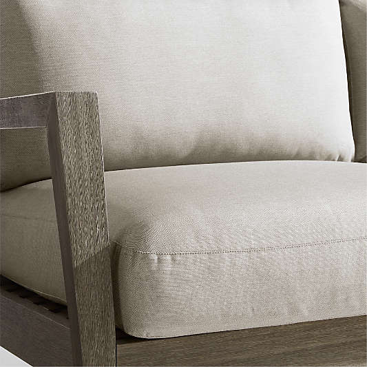 Andorra Weathered Grey Wood Outdoor Sofa with Sand Cushions (97"-127")