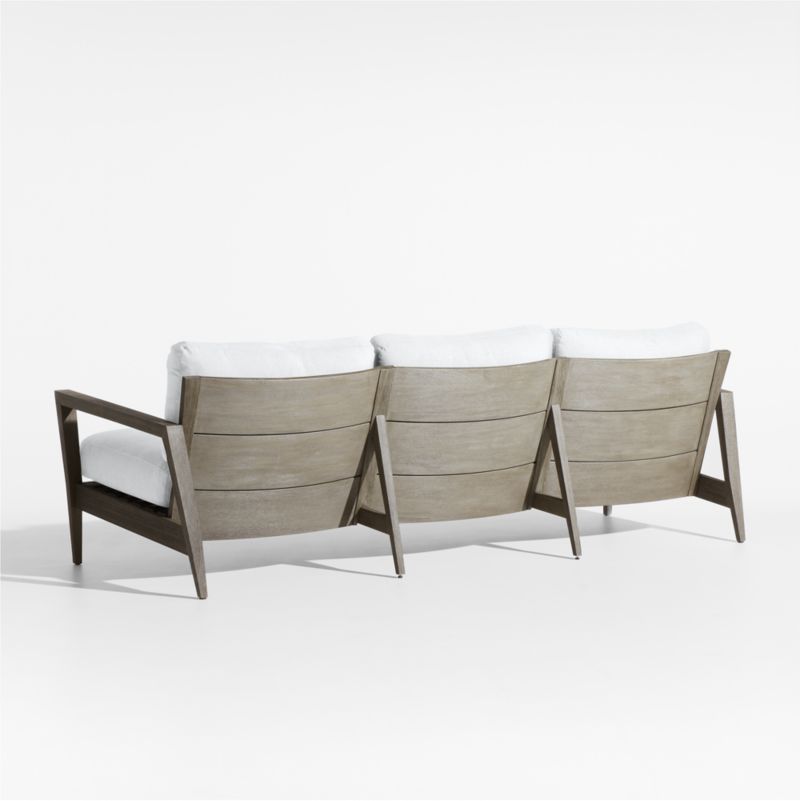 Andorra 97" Weathered Grey Wood Outdoor Sofa with White Sunbrella ® Cushions - image 5 of 7