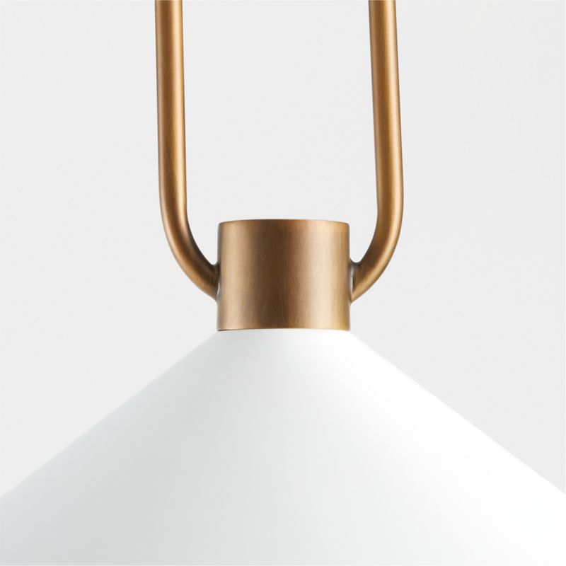 Andre White and Brass Cone Pendant Light - image 4 of 9