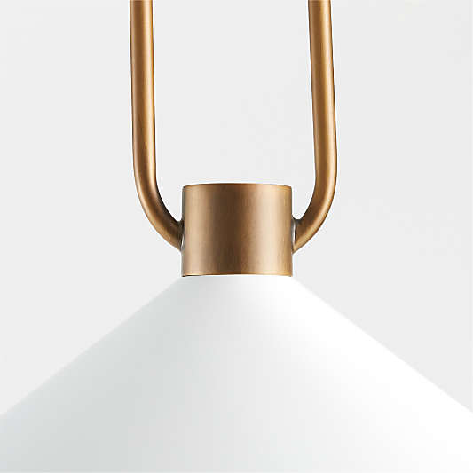 Andre White and Brass Cone Pendant Light