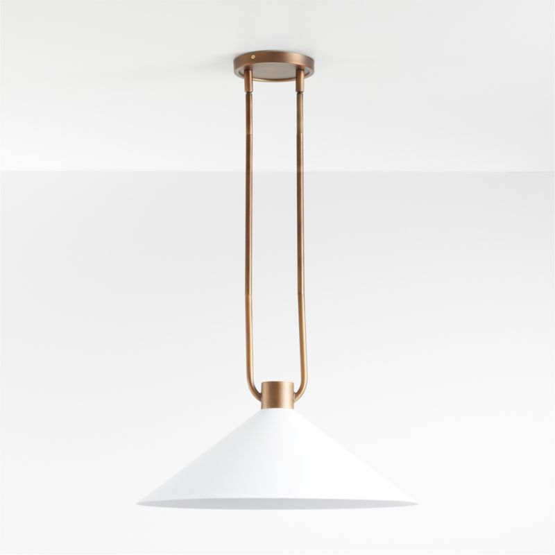 Andre White and Brass Cone Pendant Light - image 3 of 9