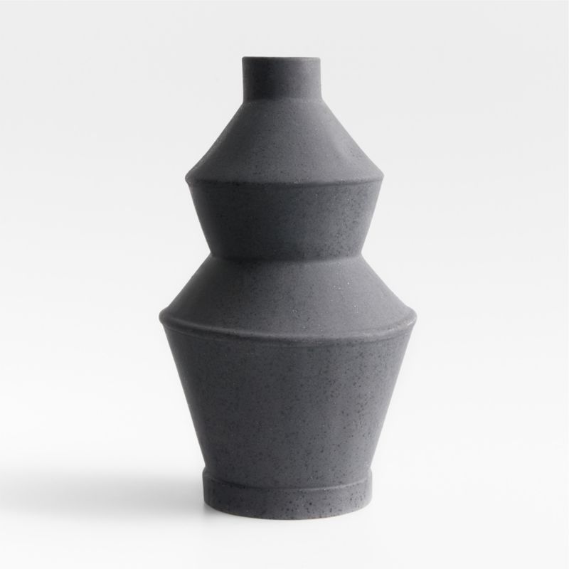 Angle Black Ceramic Vase 14"