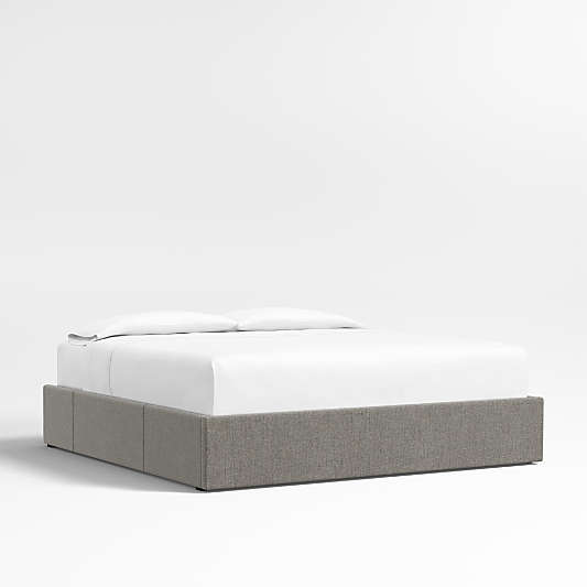 Dark Grey Upholstered King Storage Bed Base