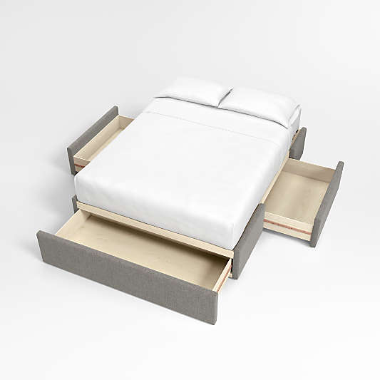 Dark Grey Upholstered Storage Bed Base
