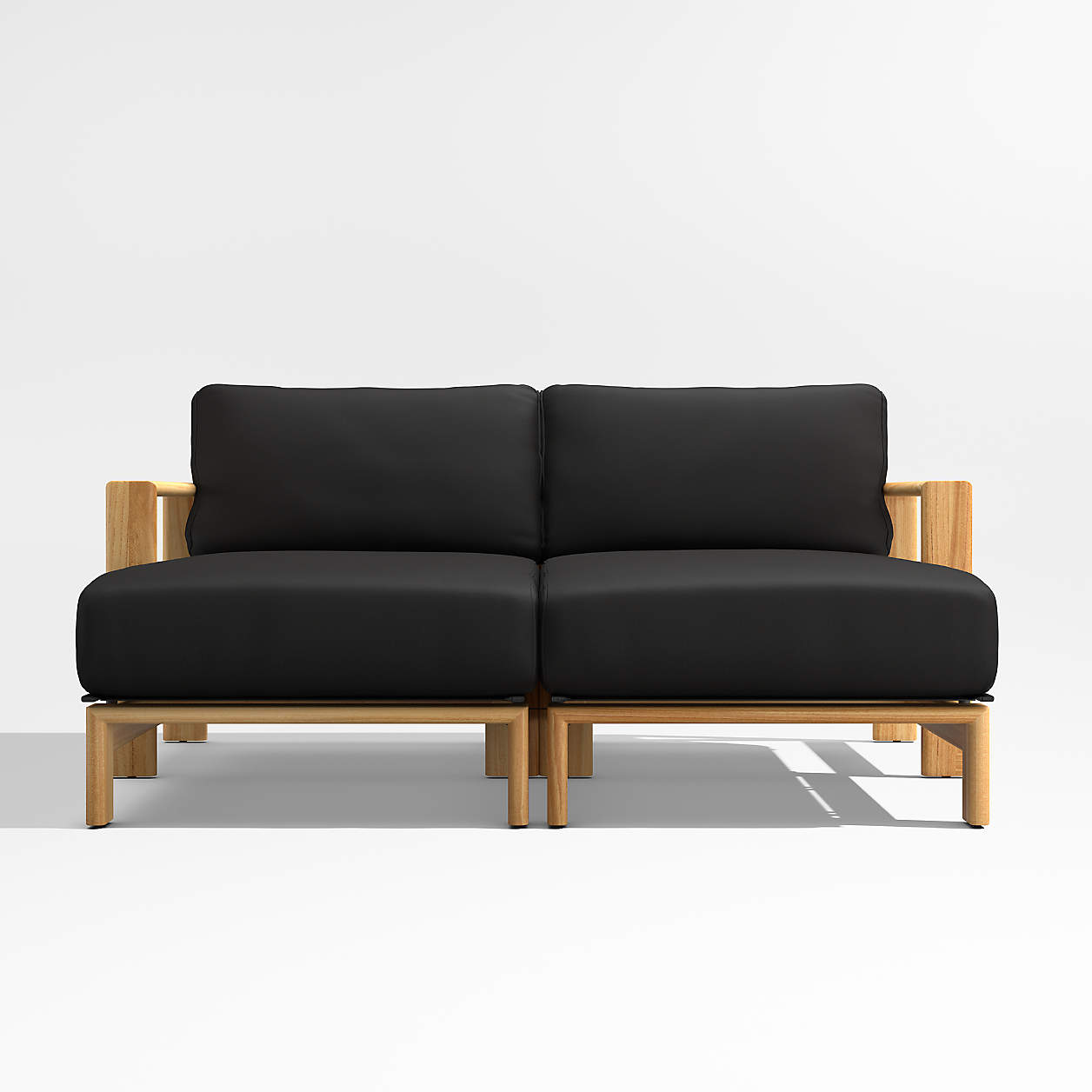 Anguilla 68" Teak 2Piece Outdoor Daybed Sectional Sofa with Black