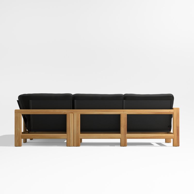 Anguilla Teak -Piece U-Shaped Outdoor Sectional Sofa with Black Cushions