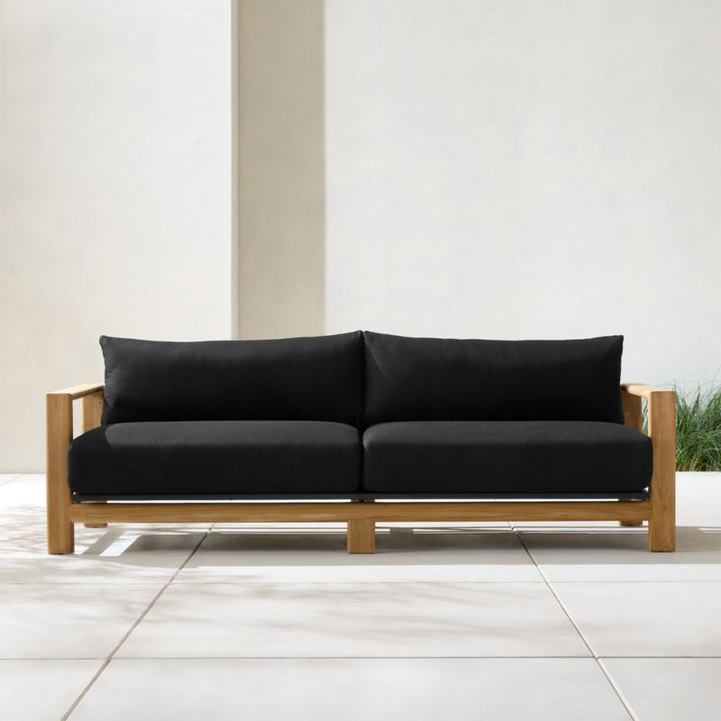 Anguilla 90" Teak Outdoor Sofa with Black Cushions - image 3 of 12