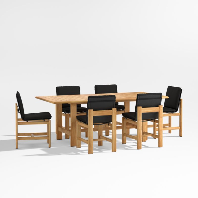 Anguilla Teak Outdoor Dining Arm Chair with Black Cushions