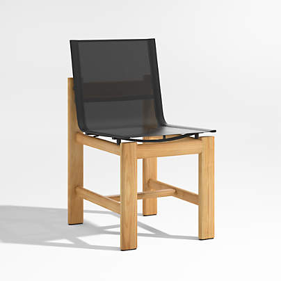 Anguilla Teak Outdoor Dining Side Chair with Black Cushions