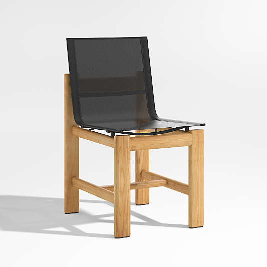 Anguilla Teak Outdoor Dining Side Chair with Black Cushions
